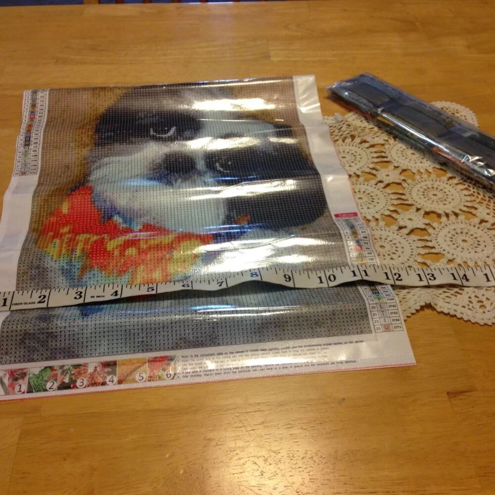 Diamond Painting Kit, adorable black and white puppy